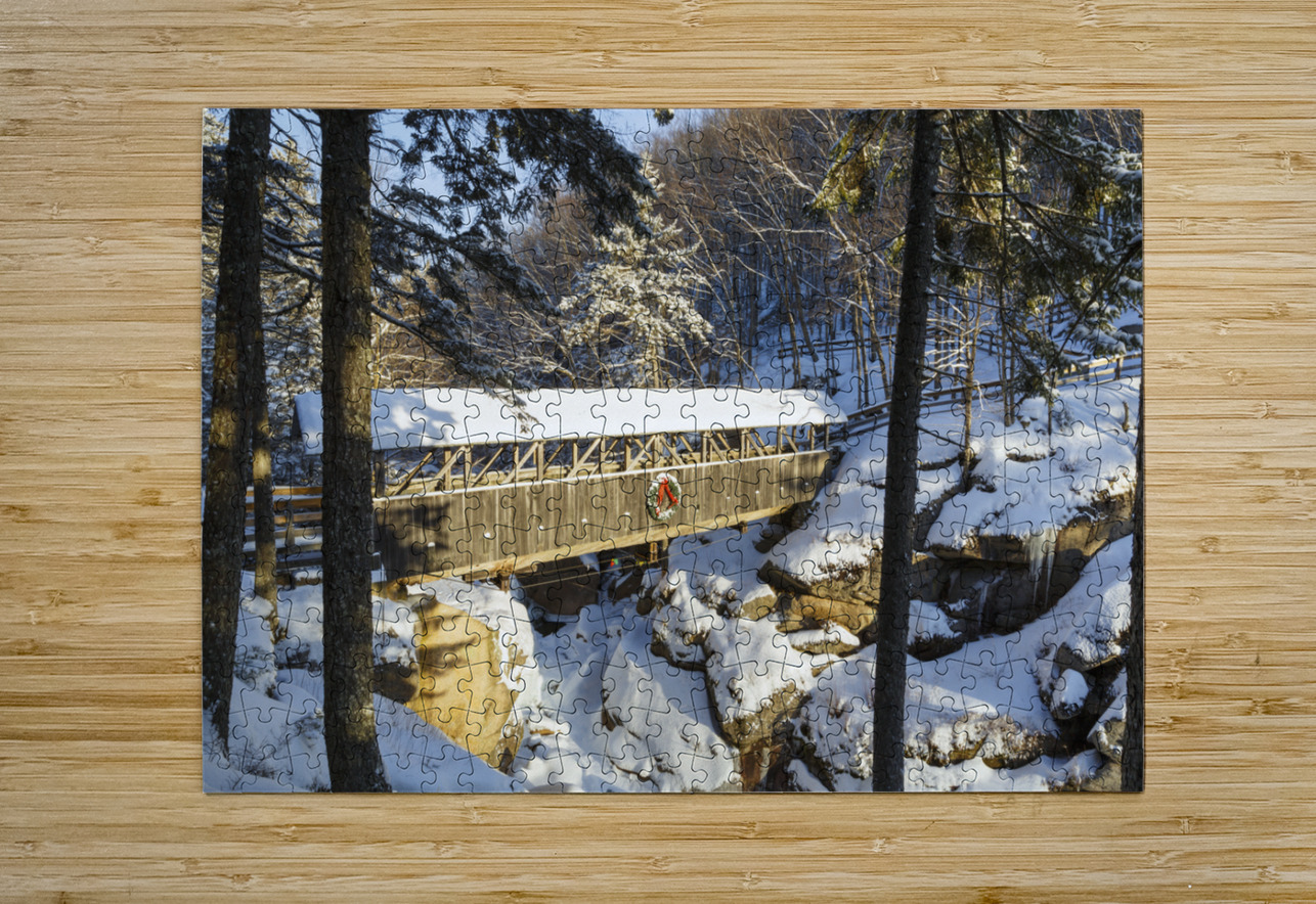 Sentinel Pine Covered Bridge - Franconia Notch New Hampshire ScenicNH Photography Puzzle printing